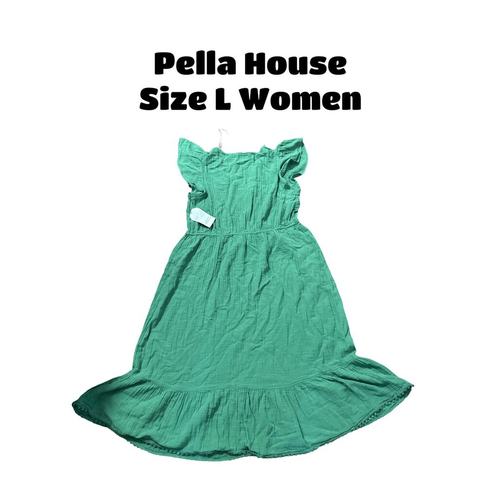 Time and Tru Women's Flutter Sleeve Midi Dress Green Size L